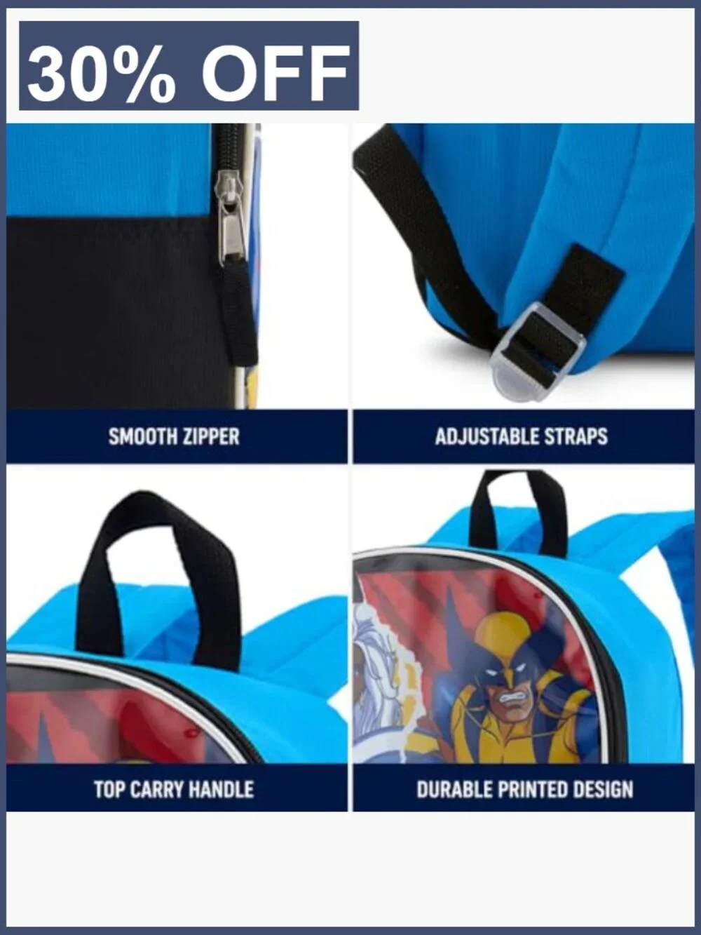 Marvel X-Men Kids Backpack Boys School Daypack Padded Straps Roomy Zip 15in